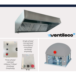 Pack 400° campana de 2 a 4 m + extractor de tejado + variador